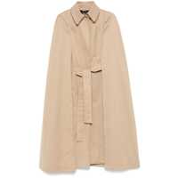 Geci Beige Cape With Collar And Hidden Closure In Fabric Woman Femei