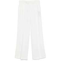 Pantaloni casual White Palazzo Pants With Pences On The Front In Viscose Woman Femei