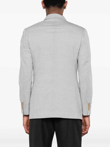 Geci REVERES 1949 Grey Double Breasted Jacket With Peak Lapels In Virgin Wool And Cotton Blend Woman GREY Barbati (BM 17088847) 4