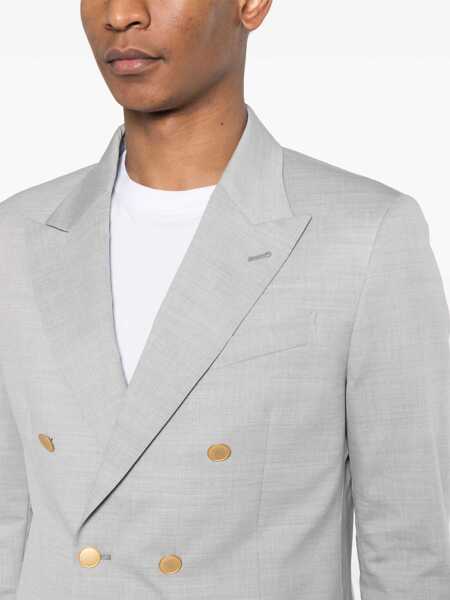 Geci REVERES 1949 Grey Double Breasted Jacket With Peak Lapels In Virgin Wool And Cotton Blend Woman GREY Barbati (BM 17088847) 5