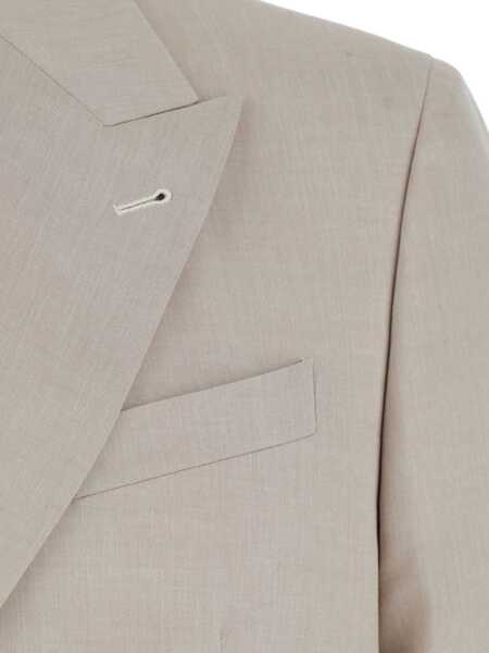 Geci REVERES 1949 Beige Double Breasted Jacket With Peak Lapels In Virgin Wool And Cotton Blend Woman Beige Barbati (BM 17088850) 3