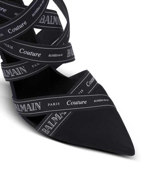 Pantofi cu toc Balmain Balmain Couture Ribbon-Print Pumps Black Femei (BM 17091580) 5