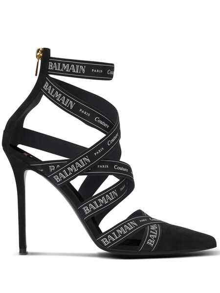Pantofi cu toc Balmain Balmain Couture Ribbon-Print Pumps Black Femei (BM 17091580) 1