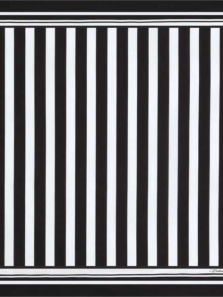 Esarfe Dolce & Gabbana Black And White Square Scarf With Logo Lettering On The Front And All-Over Striped Motif In Silk Man Multicolor Barbati (BM 17092195) 1