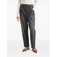 Blugi Brunello Cucinelli Dama - Blugi Brunello Cucinelli Grey Five Pocket Jeans With Elastic Waist In Cotton Woman GREY Femei (BM 17093809) - B-mall.ro