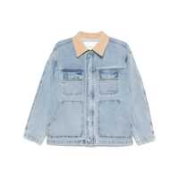 Geci Light Blue Jacket With Contrast Collar And Patch Pockets On The Chest In Cotton Man Barbati