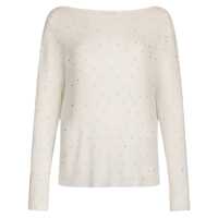 Pulovere Liu Jo Ribbed Cotton Top With Rhinestones Femei