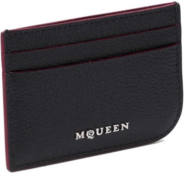 Portofele Alexander McQueen Leather Card Holder BLACK Femei (BM 17096642) 3