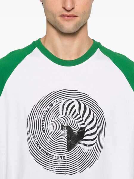 Tricouri Golden Goose Golden Goose MS Nam T-Shirt OPTIC WHITE/ABUNDANT GREEN/BLACK Barbati (BM 17099200) 4
