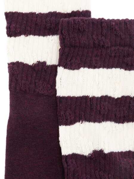 Sosete Golden Goose Golden Goose Distressed Socks NIGHTSHADE/ HERITAGE WHITE Femei (BM 17099209) 2