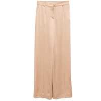 Pantaloni casual Beige Pants With High Waist And Belt Loops In Silk Blend Woman Femei
