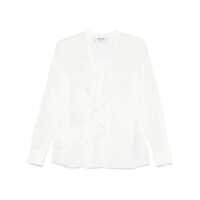 Bluze Blumarine Semi Trasparent Blouse In White Silk With Rouches Femei