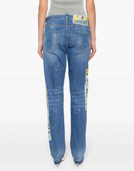Blugi skinny DSQUARED2 Jeans Boop Tales 642 Fit With All-Over Patch 16Cm Light Blue Femei (BM 17101865) 4