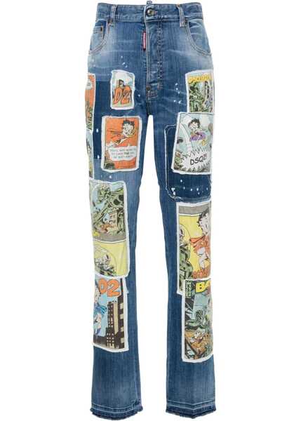 Blugi skinny DSQUARED2 Jeans Boop Tales 642 Fit With All-Over Patch 16Cm Light Blue Femei (BM 17101865) 1