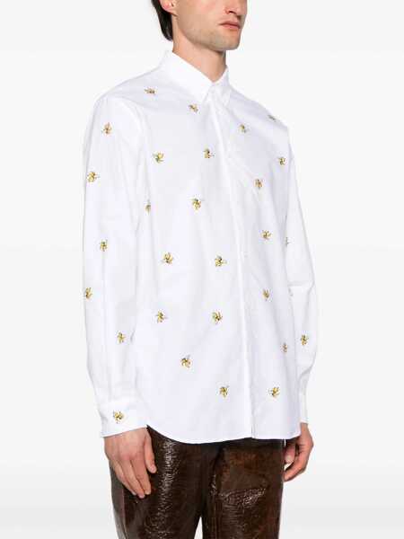 Camasi casual DSQUARED2 Button-Down Shirt With Banana Embroidery White Barbati (BM 17101871) 3