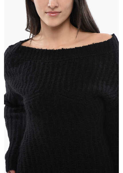 Rochii scurte DSQUARED2 Alpaca Blend Off-Shoulder Dress Black Femei (BM 17101877) 3