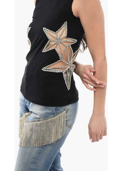 Bluze DSQUARED2 Crystal And Mesh Inserted Star Tank Top Black Femei (BM 17101898) 3