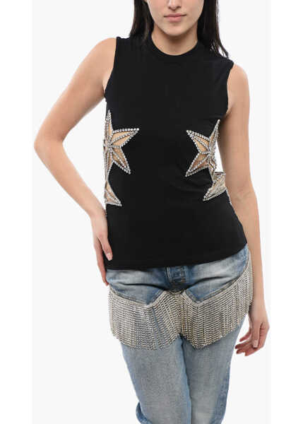 Bluze DSQUARED2 Crystal And Mesh Inserted Star Tank Top Black Femei (BM 17101898) 1