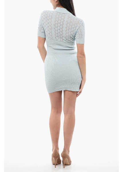 Rochii scurte DSQUARED2 Crochet Cotton Shirt Dress With 3 Buttons Light Blue Femei (BM 17101901) 2