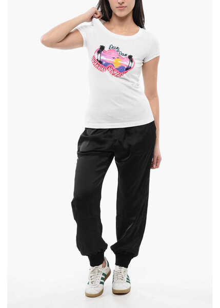 Tricouri DSQUARED2 Crew Neck Good Vibes Printed T-Shirt White Femei (BM 17101907) 4