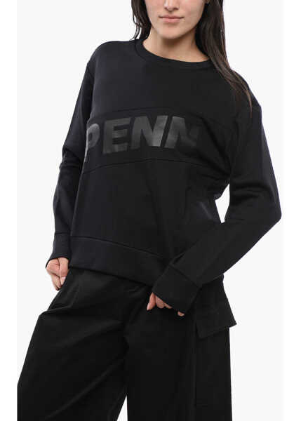 Bluze de trening Woolrich Penn-Rich Crew Neck Cotton Blend Sweatshirt With Printed Log Black Femei (BM 17101913) 1