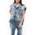 DSQUARED2 Sleeveless Denim Jacket With Distressed Details Light Blue
