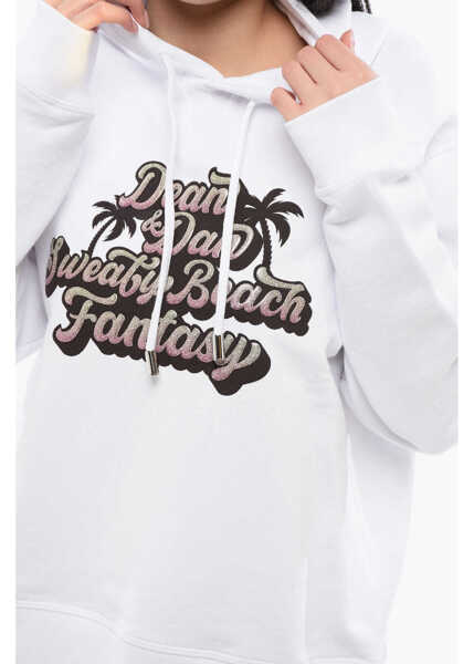 Bluze de trening DSQUARED2 Hoodie Sweaty Beach With Glitter Print White Femei (BM 17102099) 3