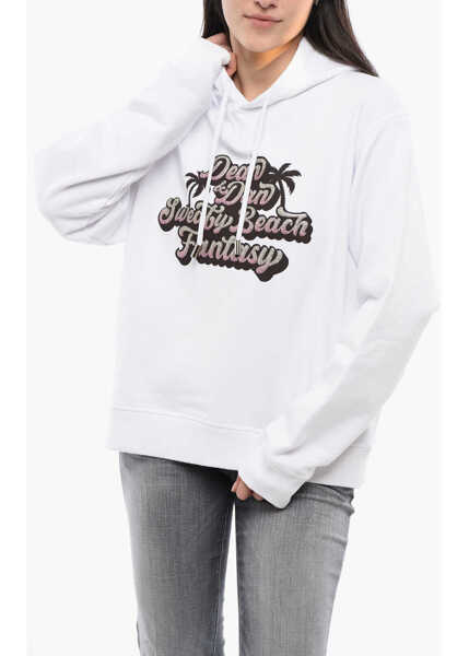Bluze de trening DSQUARED2 Hoodie Sweaty Beach With Glitter Print White Femei (BM 17102099) 1