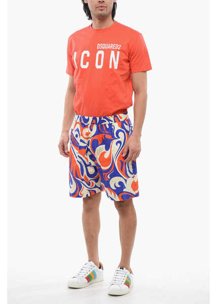 Pantaloni scurti DSQUARED2 Printed Beach Waves Shorts Orange Barbati (BM 17102114) 4