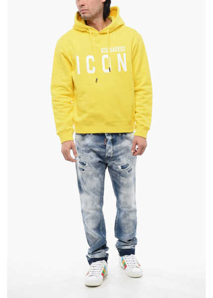 Bluze de trening DSQUARED2 Printed Icon Hoodie Yellow Barbati (BM 17102150) 4