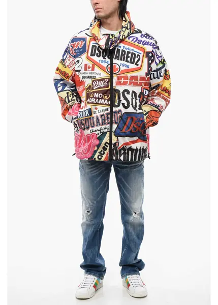 Jachete DSQUARED2 Logoed Windbreaker Jacket With Hood Multicolor Barbati (BM 17102261) 4
