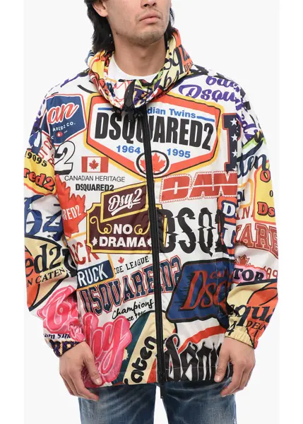 Jachete DSQUARED2 Logoed Windbreaker Jacket With Hood Multicolor Barbati (BM 17102261) 1