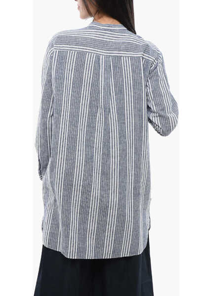 Camasi casual Woolrich Balanced Stripe Organic Cotton Shirt With Mandarin Collar Light Blue Femei (BM 17102312) 2