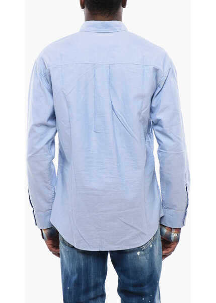 Camasi casual DSQUARED2 Embroidered Oxford Shirt With Layered Sleeves Light Blue Barbati (BM 17102459) 2