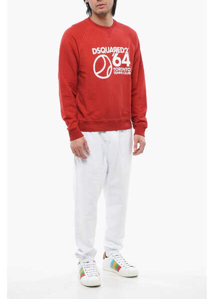 Bluze de trening DSQUARED2 Cool Raglan Fit Brushed Cotton Crewneck Sweatshirt Red Barbati (BM 17102492) 4