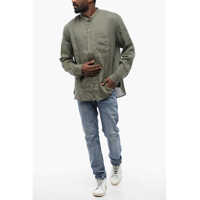 Camasi Woolrich pentru Barbati - Camasi casual Woolrich Korean Neckline Linen Shirt Military Green Barbati (BM 17102513) - B-mall.ro