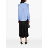 Camasi Victoria Beckham Dama - Camasi Victoria Beckham Victoria Beckham Cropped Shirt With Logo Embroidery BLUE Femei (BM 17102953) - B-mall.ro