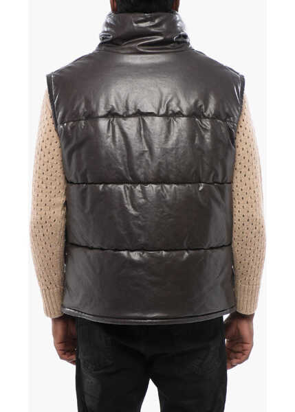 Geci de iarna DSQUARED2 Eco-Leather Sleeveless Down Jacket Brown Barbati (BM 17111150) 2