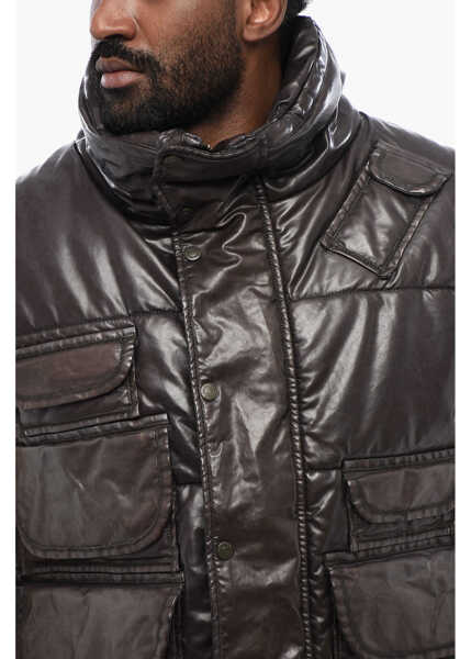 Geci de iarna DSQUARED2 Eco-Leather Sleeveless Down Jacket Brown Barbati (BM 17111150) 3