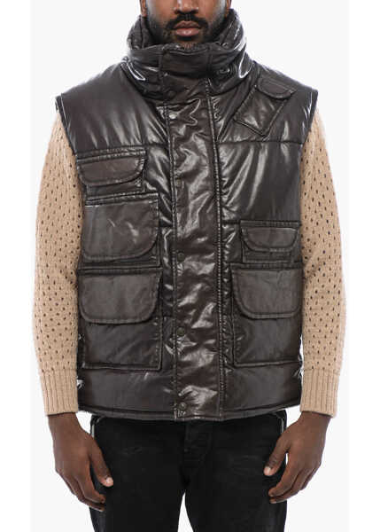 Geci de iarna DSQUARED2 Eco-Leather Sleeveless Down Jacket Brown Barbati (BM 17111150) 1