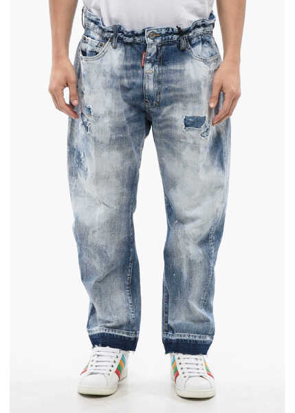Blugi drepti DSQUARED2 Distressed Effect Big Brother Stone Washed Jeans 19 Cm Blue Barbati (BM 17111189) 1
