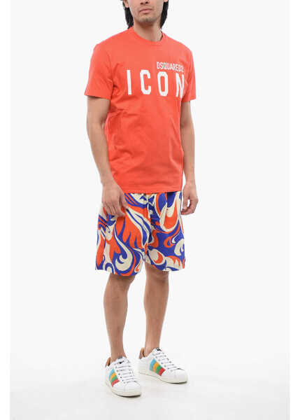 Tricouri DSQUARED2 Printed Icon T-Shirt Orange Barbati (BM 17111255) 4