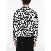 Jachete DSQUARED2 pentru Barbati - Jachete DSQUARED2 Pop 80S Denim Jacket With Lettering Print Black & White Barbati (BM 17111399) - B-mall.ro