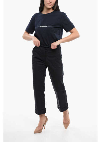 Pantaloni casual Woolrich Popeline Cotton Cropped Fit Pants Blue Femei (BM 17111447) 4