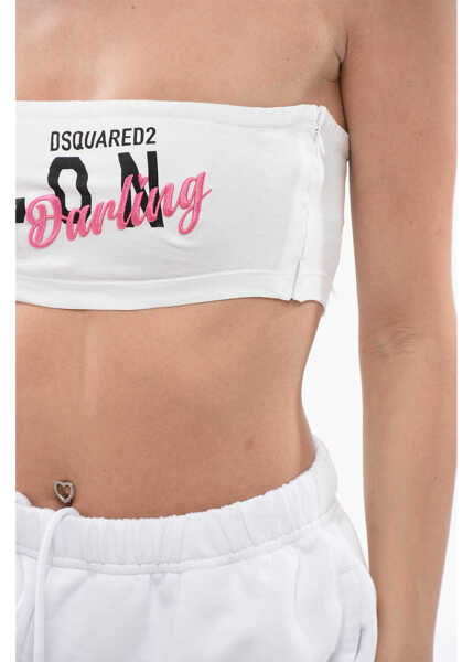 Bluze DSQUARED2 Printed Embroidered Icon Darling Tube Top White Femei (BM 17112137) 3
