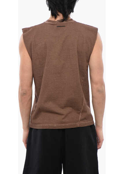 Tricouri DSQUARED2 Metallic Effect Print Fucker Sleeveless T-Shirt Brown Barbati (BM 17112185) 2