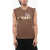 DSQUARED2 Metallic Effect Print Fucker Sleeveless T-Shirt Brown