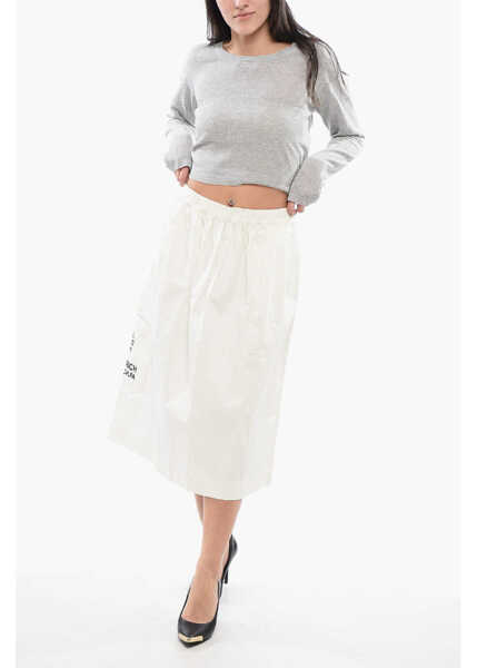 Fuste lungi Woolrich Penn-Rich Cotton Blend Midi Skirt With Utility Pockets White Femei (BM 17112194) 4