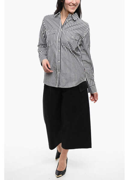 Camasi casual Woolrich Awning Striped Yarn Saharan Shirt Black & White Femei (BM 17112218) 4