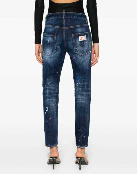 Blugi skinny DSQUARED2 Sketch Detailed Cool Girl Fit Denims 14Cm Blue Femei (BM 17112371) 4